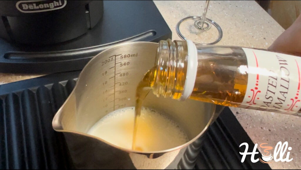Toasted Marshmallow Syrup into the Milk