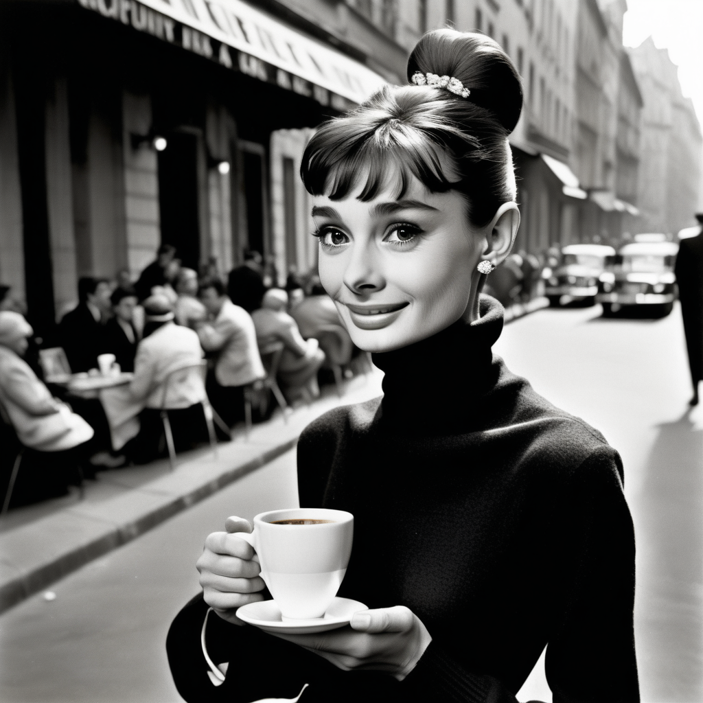 Audrey Hepburn with Coffee