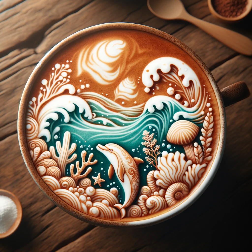 Dolphin Leaping Latte Art