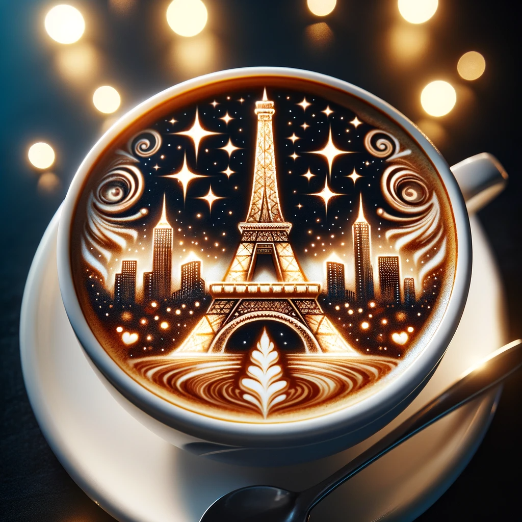 Lights of Eiffel Tower Latte Art