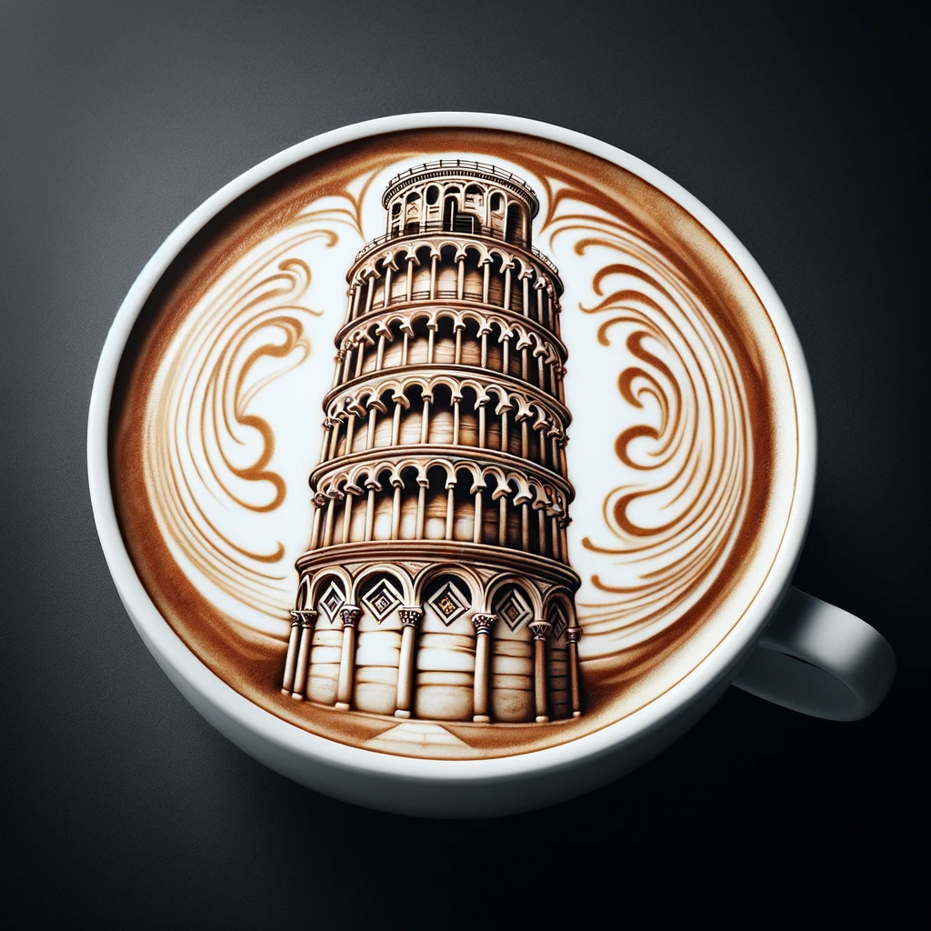 Tower of Pisa Latte Art