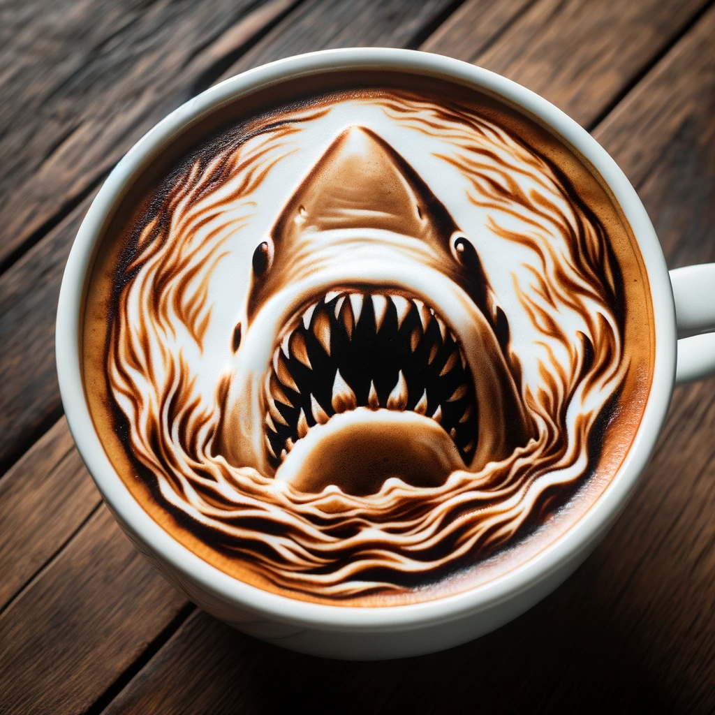 White Foam Shark Latte Art